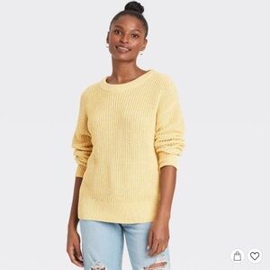 🍉 Universal Thread Yellow Marled Crewneck Textured Pullover Sweater